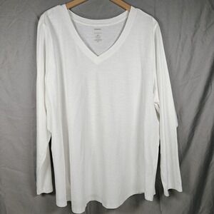 Sonoma Goods For Life White Long Sleeve The Everyday V Neck Tee Size XXL